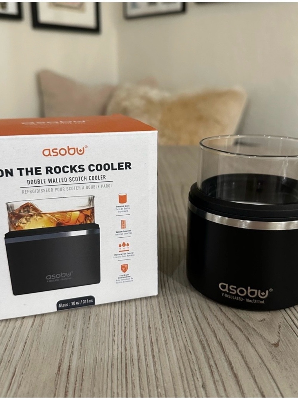 asobu On The Rocks Double-Walled Scotch Cooler - Black